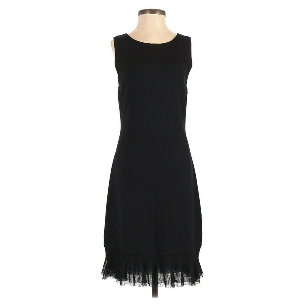 Theory Dress Torylevina Black Sleeveless Ruffle Hem Knit - Picture 4 of 13